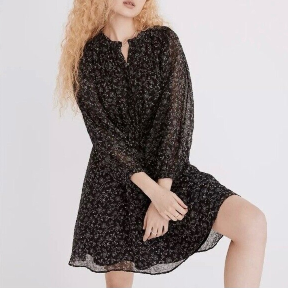 Madewell Black Bishop Sleeve Sundress